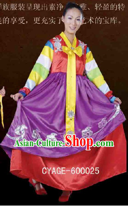 Traditional Chinese Korean Ethnic Minority Dresses and Hat Complete Set for Women