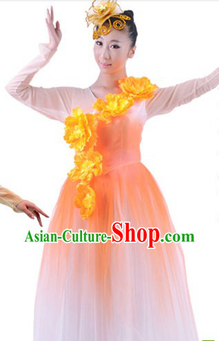 Traditional Chrysanthemum Dance Costumes and Headwear for Women