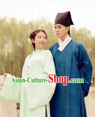 Traditional Chinese Song Dynasty Couple Clothes Complete Set for Men and Women