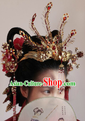 Ancient Chinese Imperial Palace Tang Dynasty Princess Phoenix Wedding Hair Accessories Complete Set