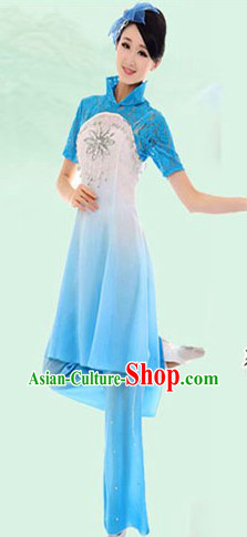 Folk Fan Dancing Costumes and Headpiece for Women