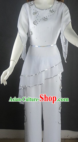 Pure White Tailored-made Dance Costumes and Headgear for Women