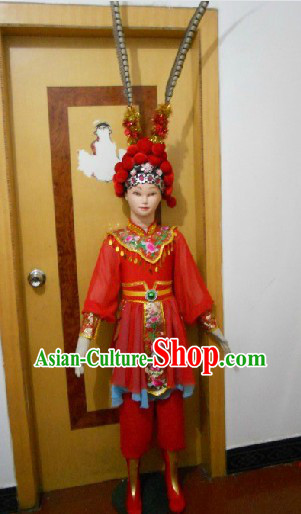 Beijing Opera Style Stage Performance Heroine Costumes and Headwear Complete Set for Children