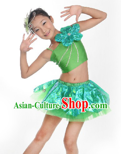 Green Stage Performance Costumes for Kids