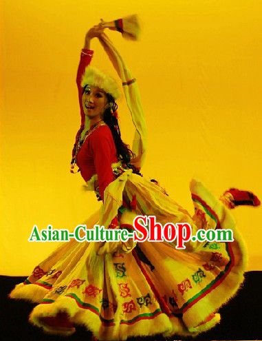 Tibetan Ethnic Shepherdess Clothing and Hat Complete Set for Women