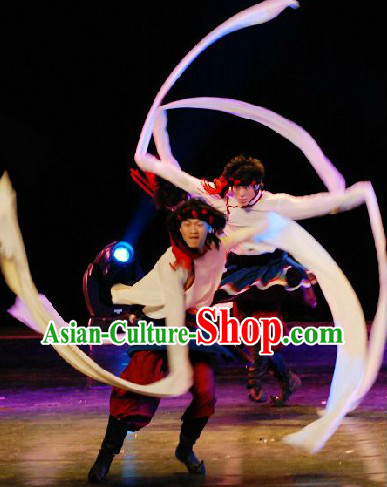 Professional Tibetan Long Sleeves Dancing Costumes Competition Suit for Men