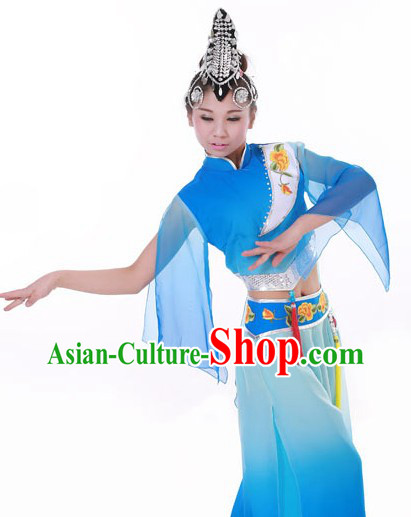 Classical Fan Dance Costumes and Headwear for Women