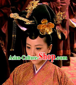 Ancient Chinese Imperial Palace Royal Empress Hair Accessories and Wig Complete Set