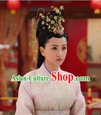 Ancient Chinese Imperial Palace Royal Official Hair Accessories and Wig Complete Set