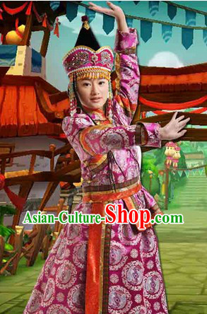 Ancient Mongolian Princess Clothing and Headwear Complete Set for Women