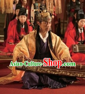 Ancient Korean Imperial Palace Emperor Costumes Complete Set for Men
