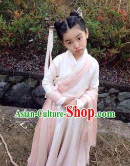 Ancient Chinese Authenic Hanfu Clothing and Headwear for Children