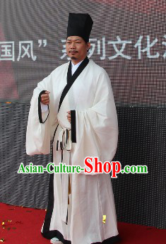 Ancient Chinese College Student Shen Yi Uniform and Hat for Men