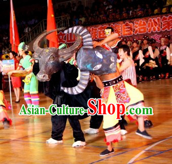 Traditional Chinese Cow Dance Costumes Complete Set