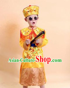 Ancient Chinese Emperor Costumes and Hat Complete Set for Kids