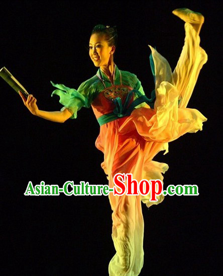 Chinese Classical Silk Dance Costumes Complete Set for Women