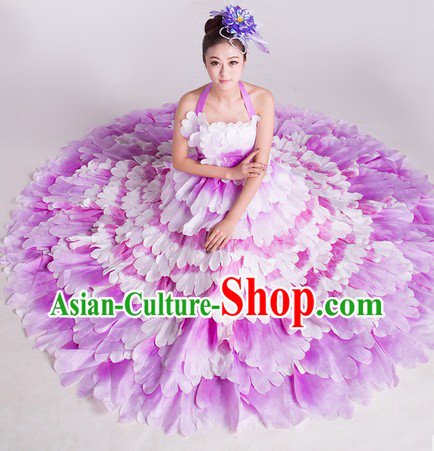 China Flower Dance Costumes and Headwear Complete Set for Women