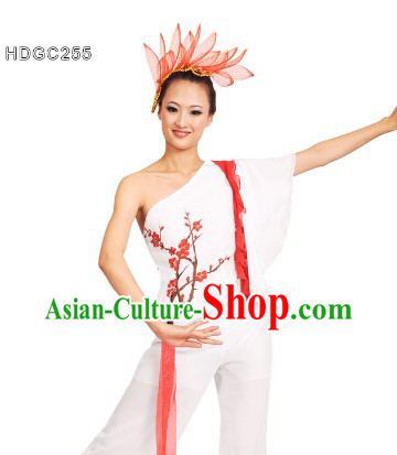 Winter Plum Blossom La Mei Dance Costumes and Headdress Complete Set for Women