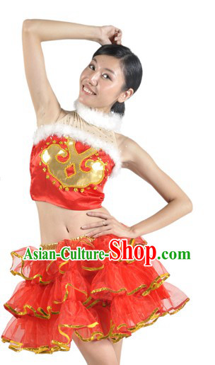 Chinese Lunar New Year Festival Celebration Dance Costumes Complete Set for Women