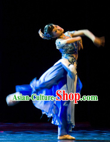 Chinese Classical Dance Costumes and Headdress Complete Set for Women