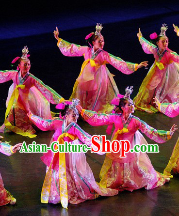 Korean Dance Costumes and Headdress Complete Set for Women