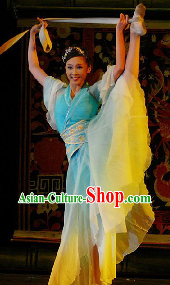 Chinese Classical Dance Costumes and Headwear Complete Set