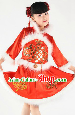 Red New Year Stage Performance Dance Costume for Children