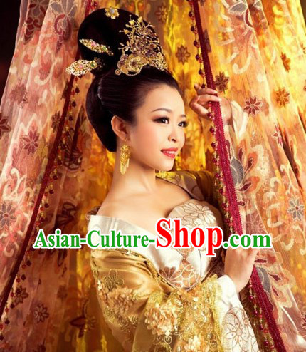 Ancient Chinese Imperial Royal Palace Princess Clothing and Headwear Complete Set