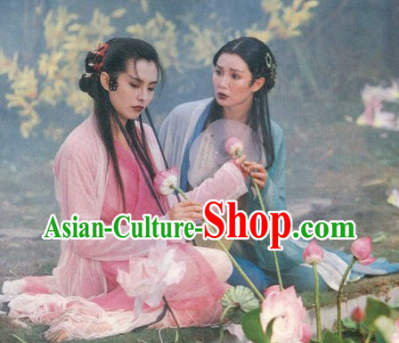 Green Snake Chinese Ancient Fairytale Bai Suzhen and Xiao Qing Costumes and Hair Accessories