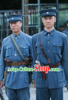 Minguo Time Military Officer Costumes Uniform and Cape Complete Set