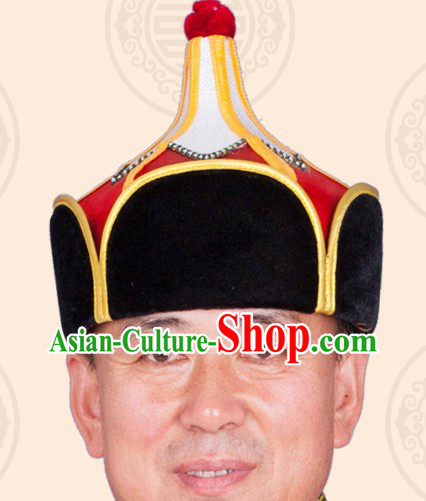 Handmade Traditional Mongolian Chieftain Hat for Men