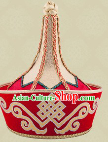 Handmade Traditional Chinese Mongolian Wedding Hat for Bridegroom