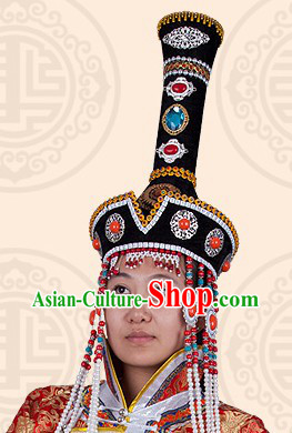 Traditional Chinese Stage Performance Ethnic Mongolian Hat for Women