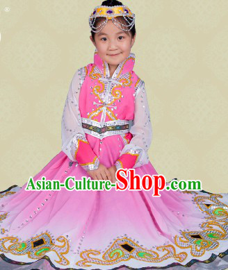 Mongolian Princess Clothing and Headwear for Children