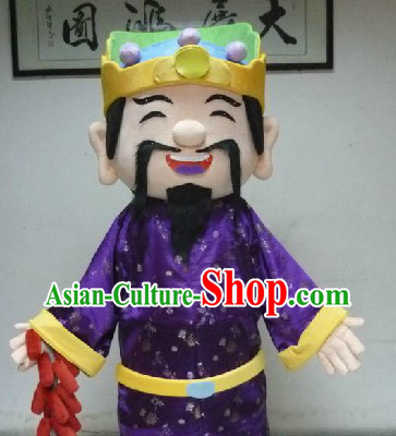 Traditional Chinese Cai Shen Ye Mascot Costumes for Men