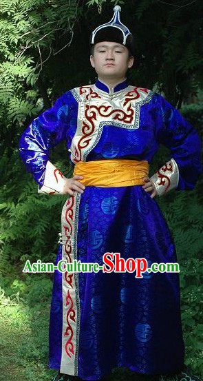 Traditional Mongolian Prince Clothing and Hat Complete Set