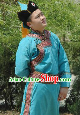 Mongolian National Clothing and Hat Complete Set for Men