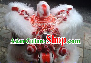 Classic White Handmade Fut San Lion Dance Costumes Complete Set