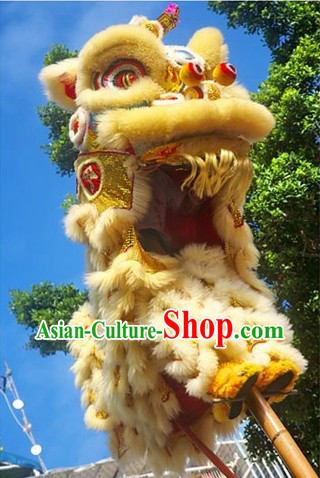 Beige Color Competition Celebration and Parade Supreme Lion Dance Costumes Complete Set