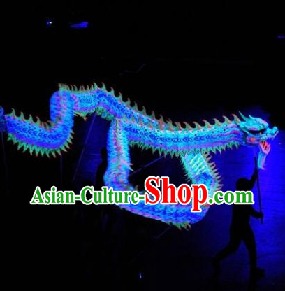 Blue Color Supreme Competition Fluorescent Dragon Dancing Costumes Complete Set