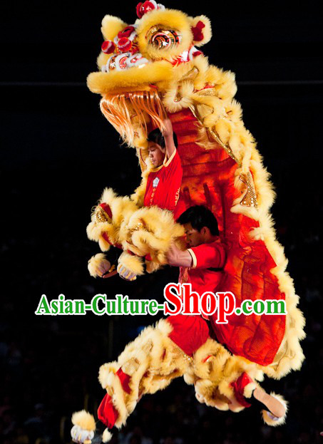 World Lion Dance Competition Red Fur Hoksan Lion Head Adult Size Costumes Complete Set