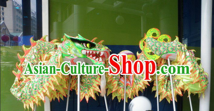 Green Chinese Lunar New Year Dragon Dance Equipments Complete Set