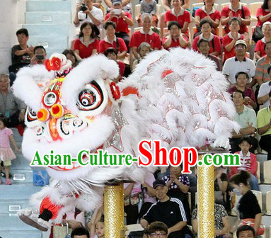 White Fur Chinese Year Southern Professional Hok San Lion Dance Costumes