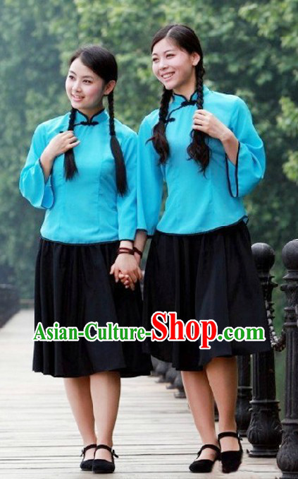 Chinese Minguo Student Stage Performance Costumes for Women