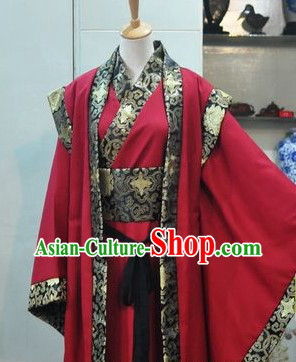 Ancient Chinese Red Bridegroom Wedding Dress Set for Men