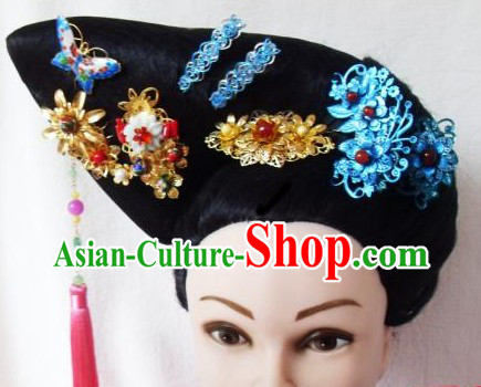 Qing Dynasty Imperial Concubine Handmade Wig and Hair Accessories