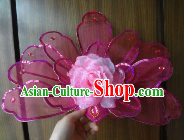 Chinese Big Pink Flower Dance Hat