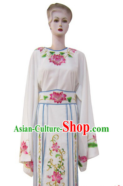 White Chinese Peking Opera Embroidered Lotus Costumes