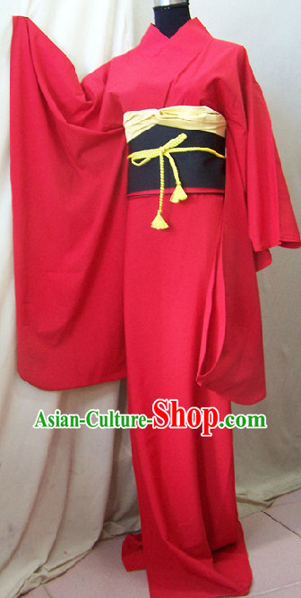 Traditional Japanese Red Kimono Complete Set for Women