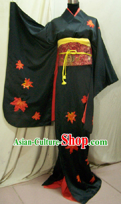 Traditional Japanese Dancer Kimono Costume Complete Set for Women